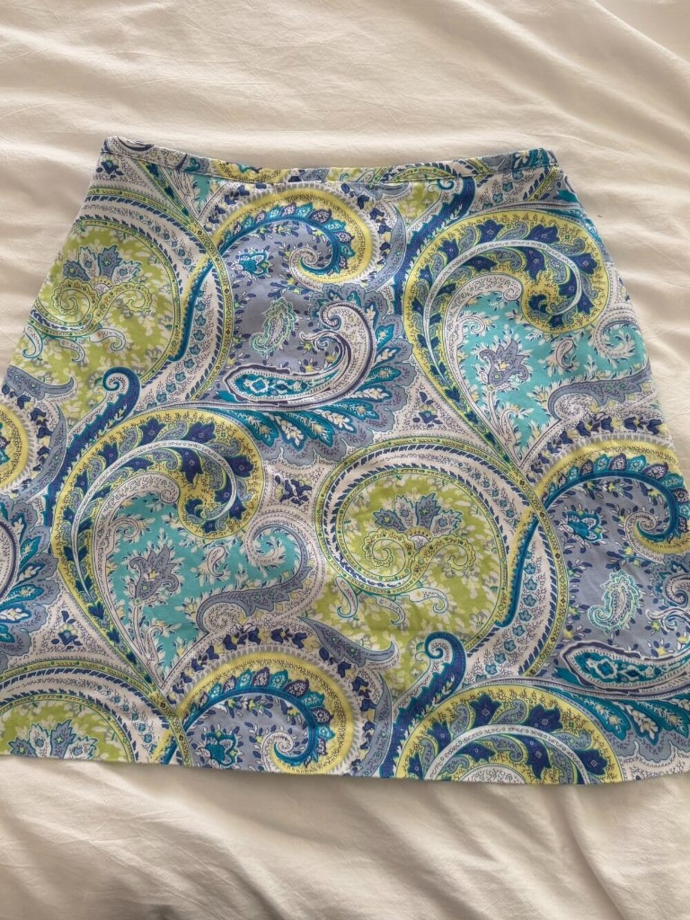 Larry Levine Stretch Paisley Skort Size 4 Blue Green Y2K Mini Skirt